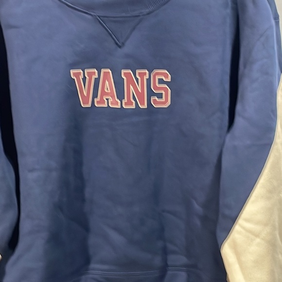 Vans woman’s long sleeves crew cropped sweatshirt blue off white spelled outlogo - Picture 7 of 7